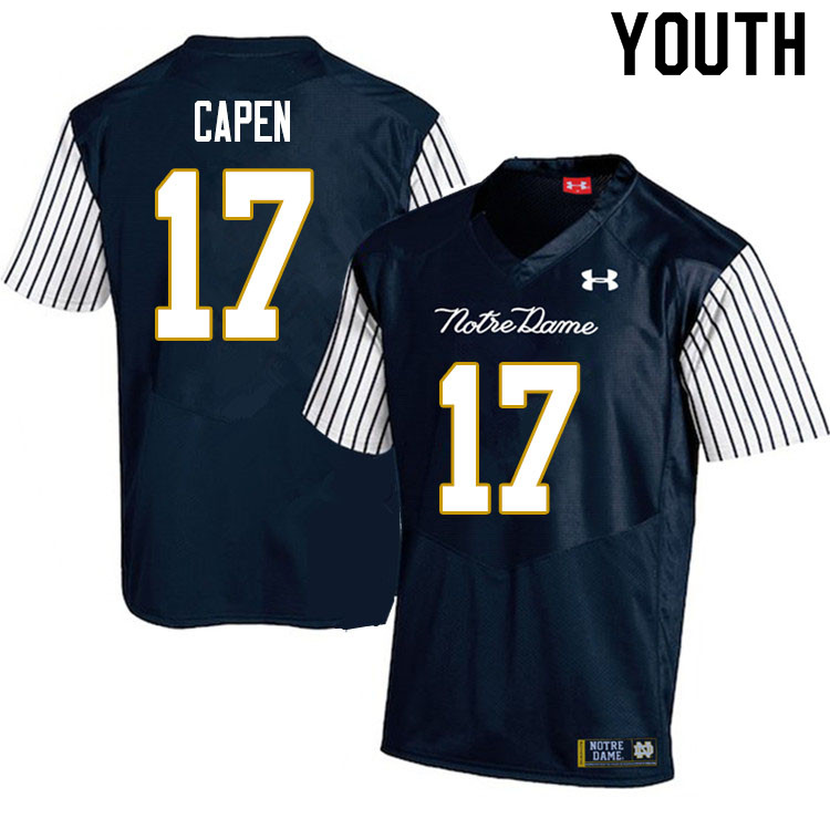 Youth #17 Cole Capen Notre Dame Fighting Irish College Football Jerseys Sale-Alternate